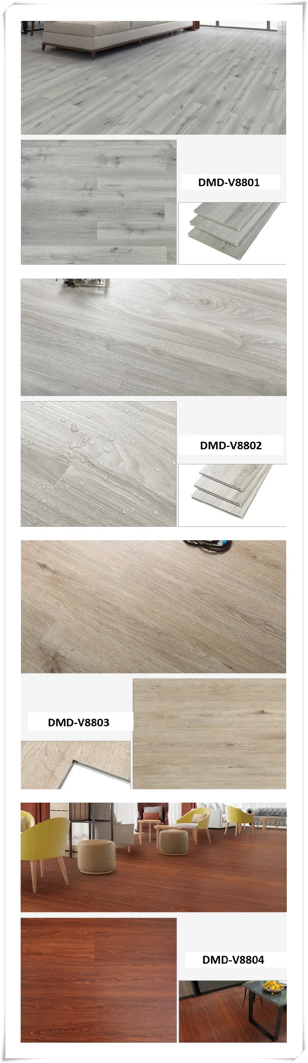 Fireproof Waterproof Fireproof Plastic Lvt Plank Home Decoration Spc PVC Vinyl Flooring in Stock